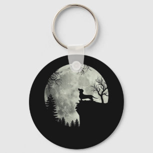 Dachshund And Moon Halloween Key Ring