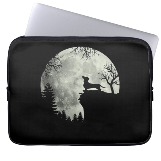 Dachshund And Moon Halloween Laptop Sleeve (Front)