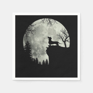 Dachshund And Moon Halloween Napkin