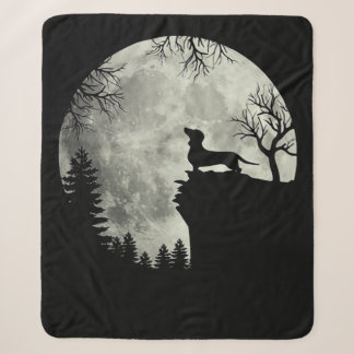 Dachshund And Moon Halloween Sherpa Blanket