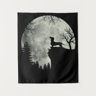 Dachshund And Moon Halloween Tapestry