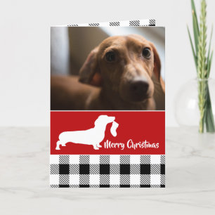 Dachshund and Plaid Christmas Holiday Card