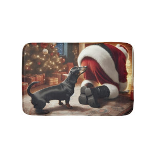 Dachshund and Santa Bath Mat