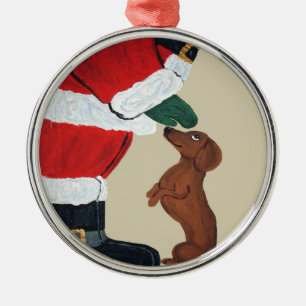 Dachshund And Santa Christmas Ornament