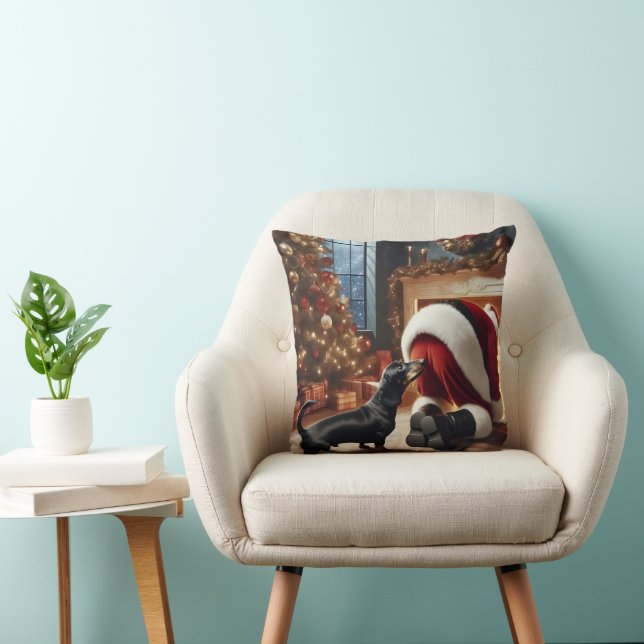 Dachshund and Santa  Cushion (Chair)