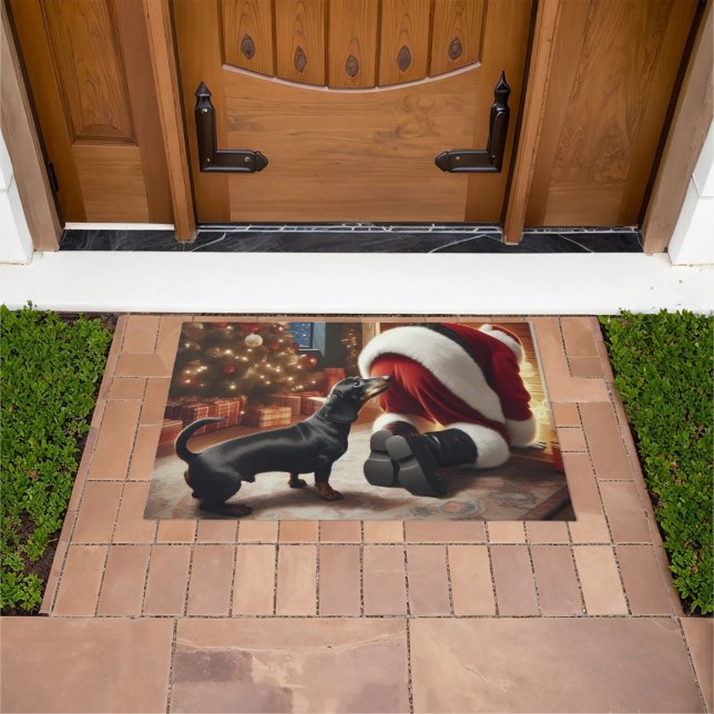 Dachshund and Santa  Doormat (Outdoor)