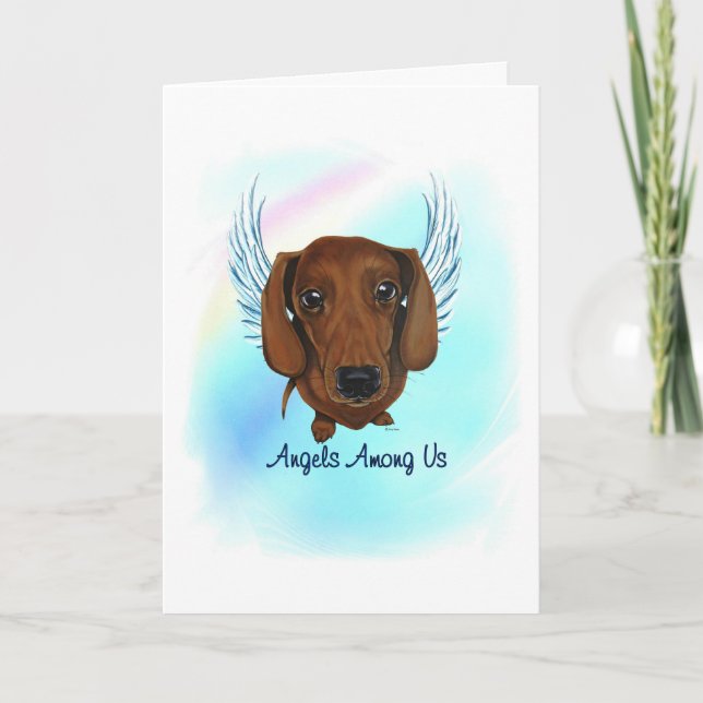 Dachshund Angel Dog Pet Loss Sympathy Card (Front)
