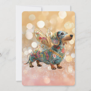 Dachshund Angel Fairy Birthday Invitation