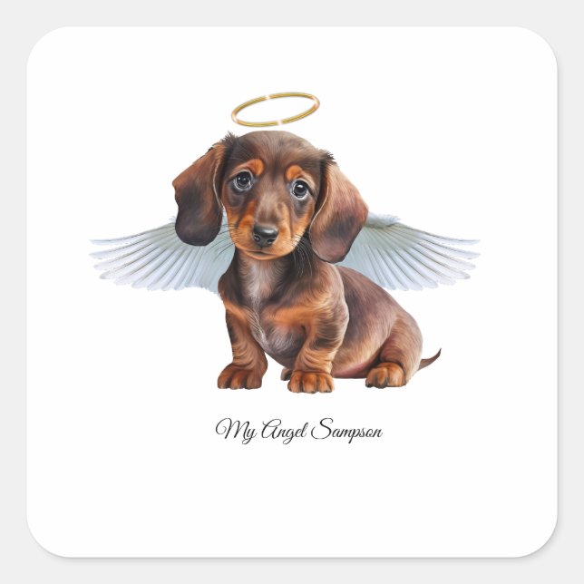 Dachshund Angel Puppy Stickers (Front)