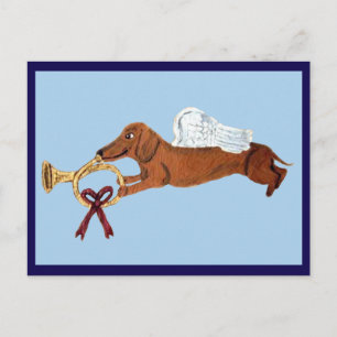 Dachshund Angel with a French Horn Postcard