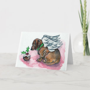 Dachshund angel xmas card by Annabel Tarrant