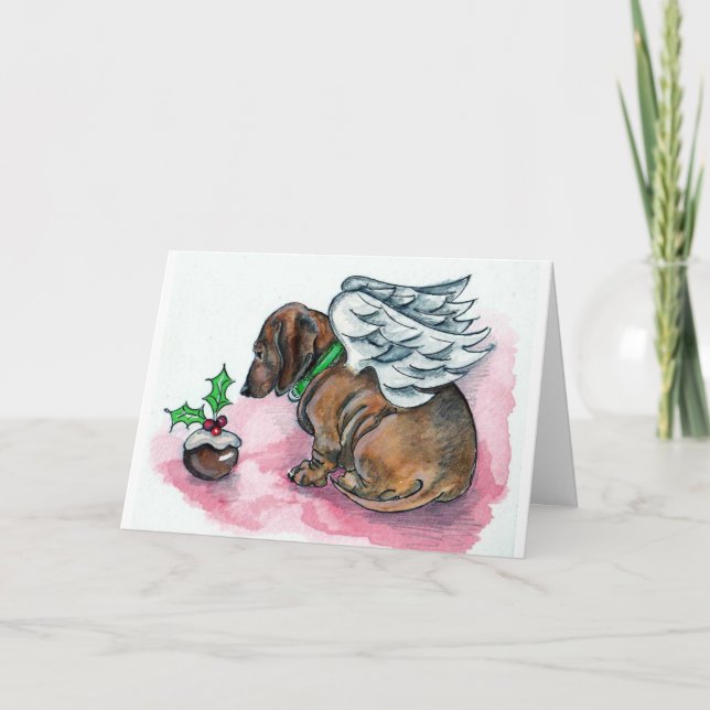 Dachshund angel xmas card by Annabel Tarrant (Front)