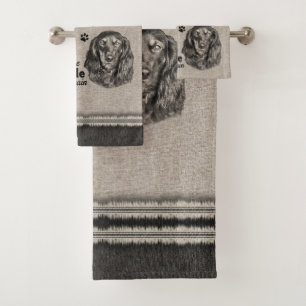Dachshund art when everything fails quote bath towel set