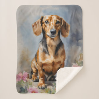 Dachshund Artsy Sherpa Blanket
