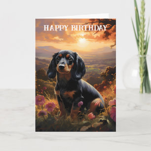 Dachshund At Dusk Birthday Card