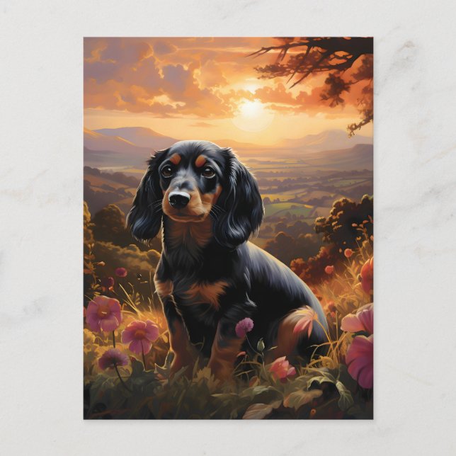 Dachshund At Dusk Postcard (Front)