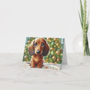 Dachshund Ate Santa's Cookies Christmas Card
