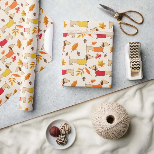 Dachshund Autumn Fall Season Wrapping Paper (Crafts)
