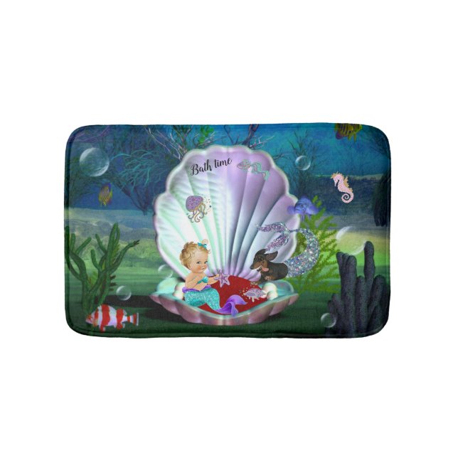 Dachshund Baby Mermaid Bath Mat (Front)