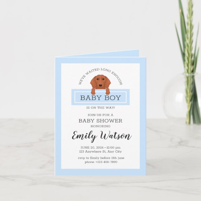 Dachshund Baby Shower Boy Invitation (Front)