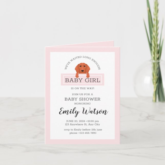 Dachshund Baby Shower Girl Invitation (Front)