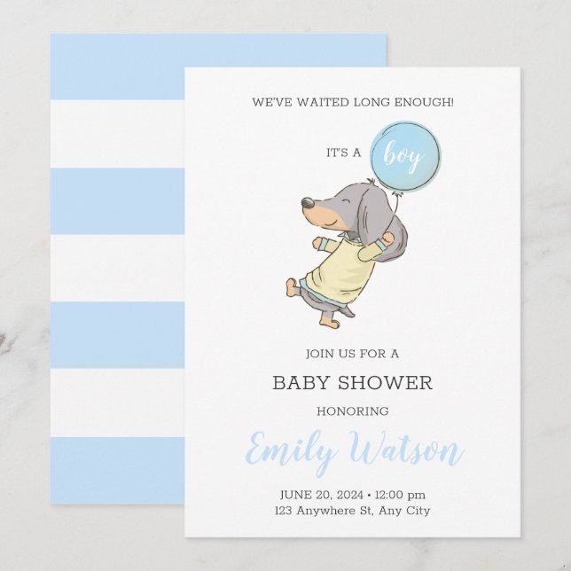 Dachshund Baby Shower Invitation (Front/Back)