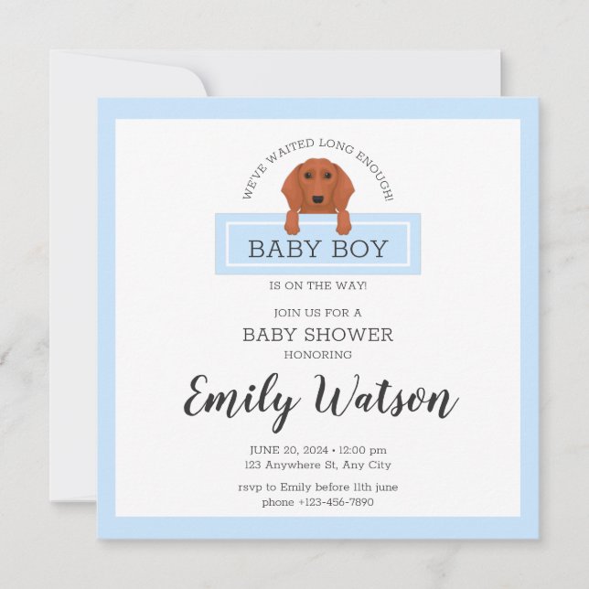 Dachshund Baby Shower Invitation Postcard (Front)