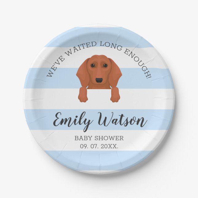 Dachshund Baby Shower Paper Plate (Front)