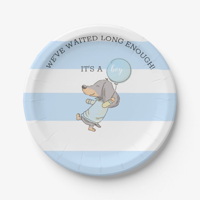 Dachshund Baby Shower Paper Plates (Front)