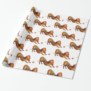 Dachshund  & Ball Watercolor Wrapping Paper