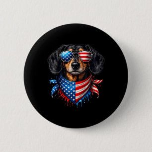 Dachshund Bandanna 4th Of July Patriotic Dog Lover 6 Cm Round Badge