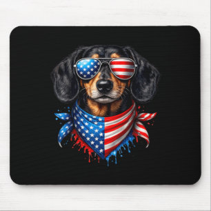 Dachshund Bandanna 4th Of July Patriotic Dog Lover Mouse Mat