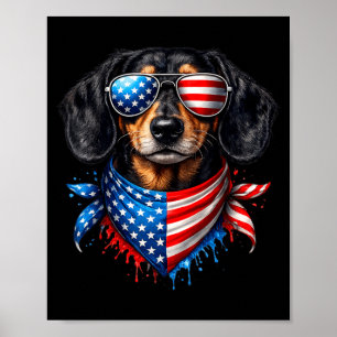 Dachshund Bandanna 4th Of July Patriotic Dog Lover Poster