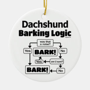 Dachshund Barking Logic Ceramic Tree Decoration
