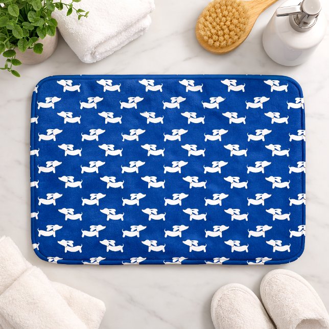 Dachshund Bath Mat Blue Doxie Rug Bathroom Mat (Dachshund Bath Mat Blue Doxie Rug Bathroom Mat)