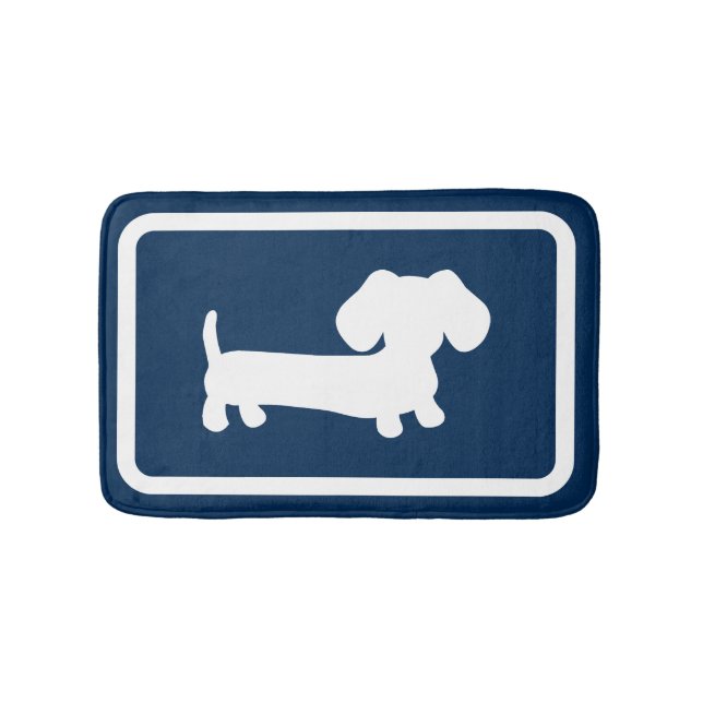 Dachshund Bath Mat Navy Blue Doxie Bathroom Rug (Front)