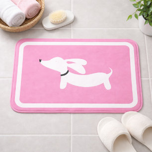 Dachshund Bath Mat Pink Doxie Bathroom Rug