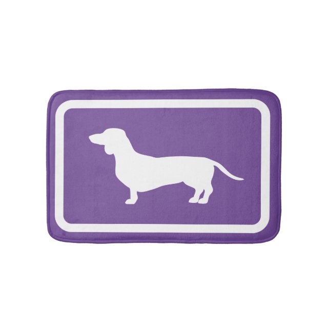 Dachshund Bath Mat Purple Doxie Bathroom Rug (Front)