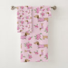 Dachshund Bath Towel Set Doxie + Peonies Floral