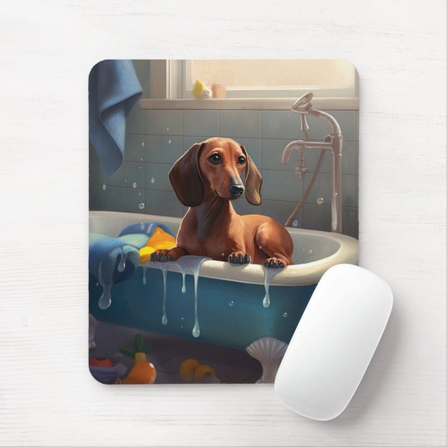 Dachshund Bathtime Fun  Mouse Mat (With Mouse)