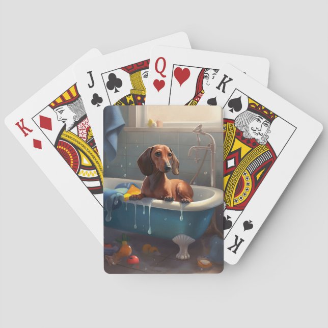 Dachshund Bathtime Fun  Playing Cards (Back)