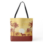 Dachshund Beach Bag a Sunset Palm Trees