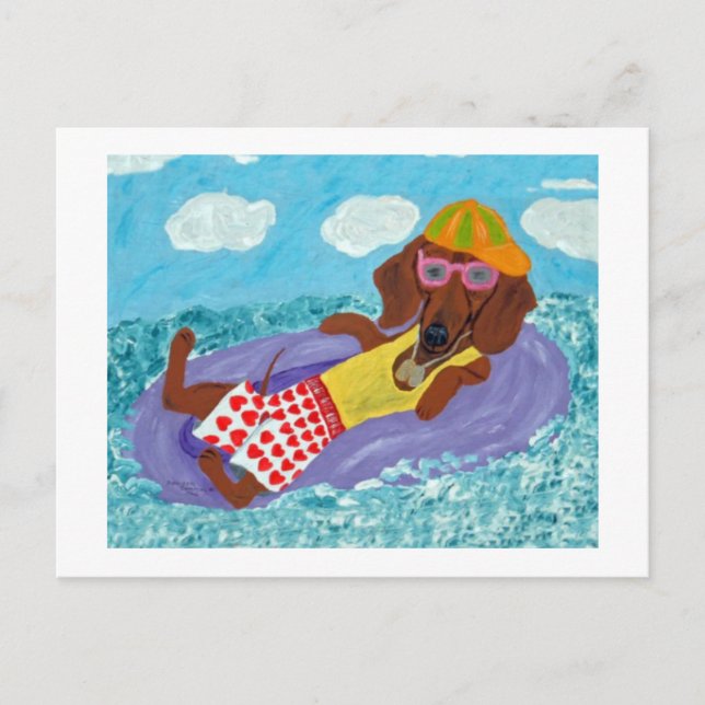 Dachshund Beach Bum Postcard (Front)