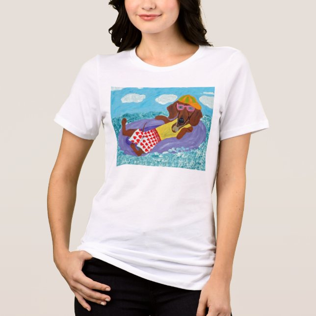 Dachshund Beach Bum Tri-Blend Shirt (Front)