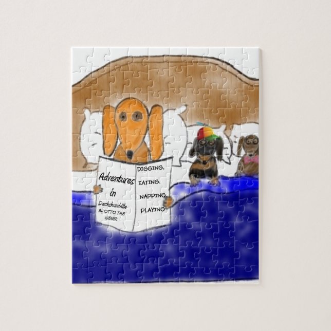 Dachshund Bedtime Story Jigsaw Puzzle (Vertical)