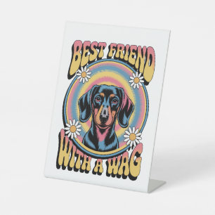 Dachshund Best Friend With A Wag Pedestal Sign