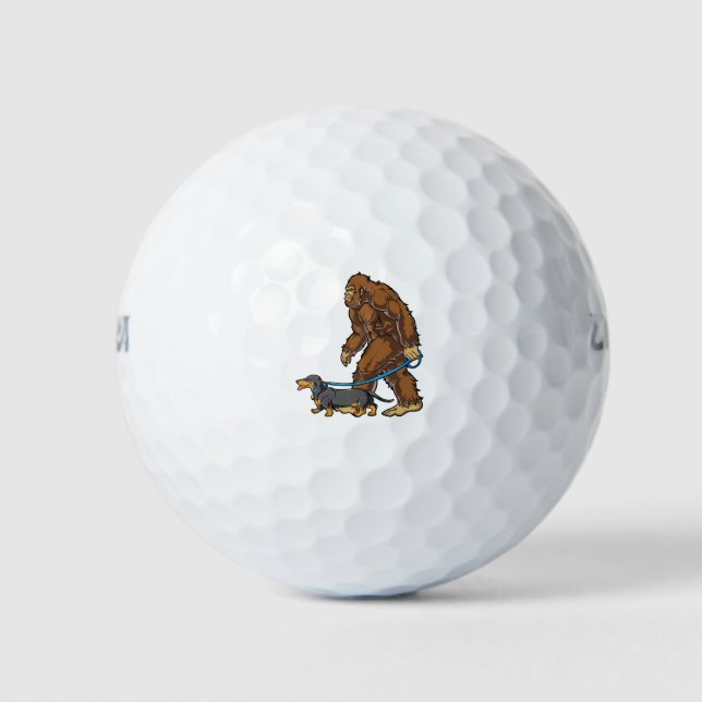 Dachshund Bigfoot Shirt for Men Women Boys Girls Golf Balls (Front)