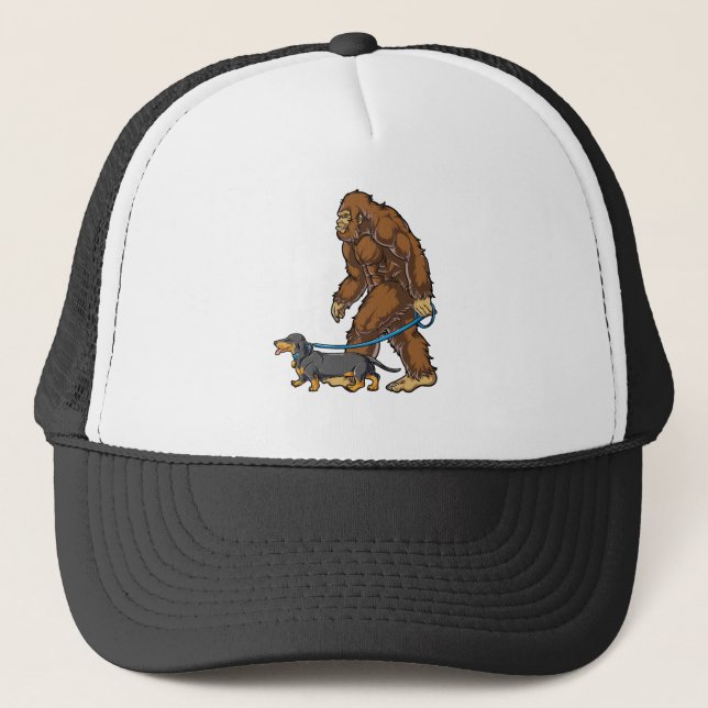 Dachshund Bigfoot Shirt for Men Women Boys Girls Trucker Hat (Front)
