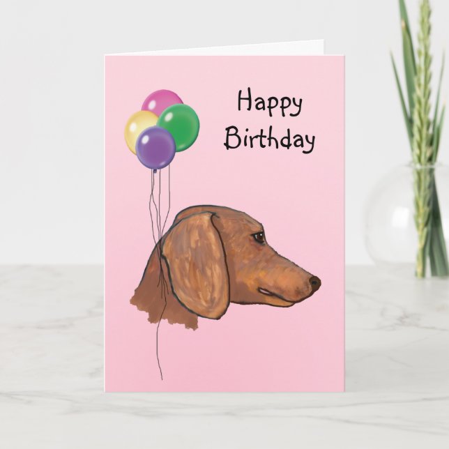 Dachshund, Birthday Balloons Card (Front)