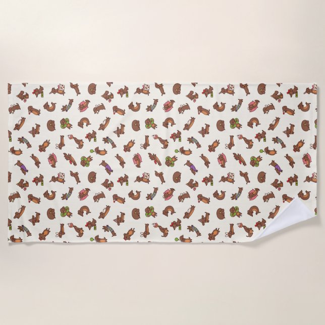 Dachshund Birthday Beach Towel (Front)